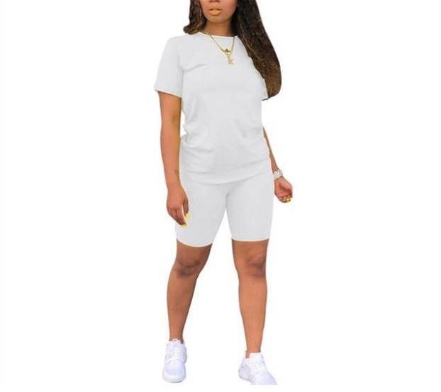 Biker Short Sets Women 2 Piece Outfits Summer Short Sleeve Jogger Tracksuit Large size loose sportswear two-piece suit