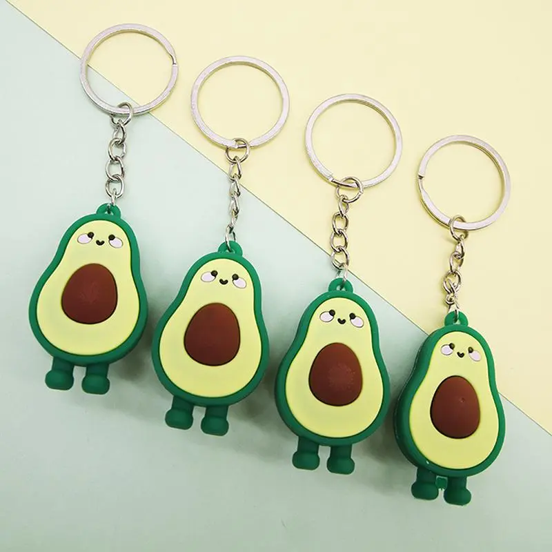 Fashion Simulation Fruit Avocado Smile Keychain 3D Resin Key Chains Jewelry Gift