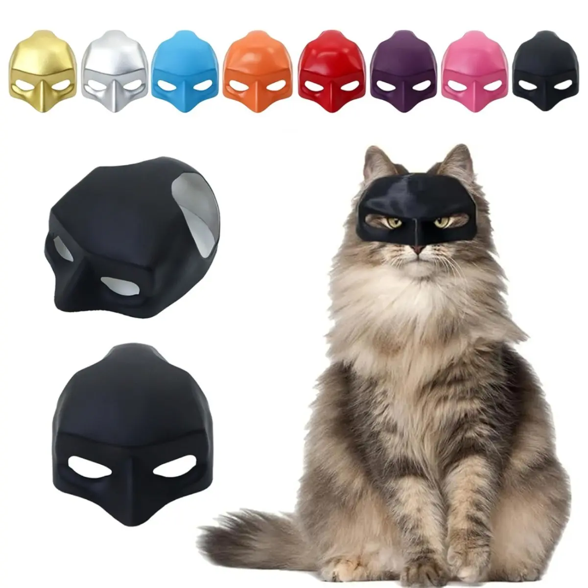 3D Cat Cosplay Face Mask for Cats - Lightweight, Easy-Wear Pet Supplies Accessory with Funny Look, Ideal for Photo, Halloween/Masquerade