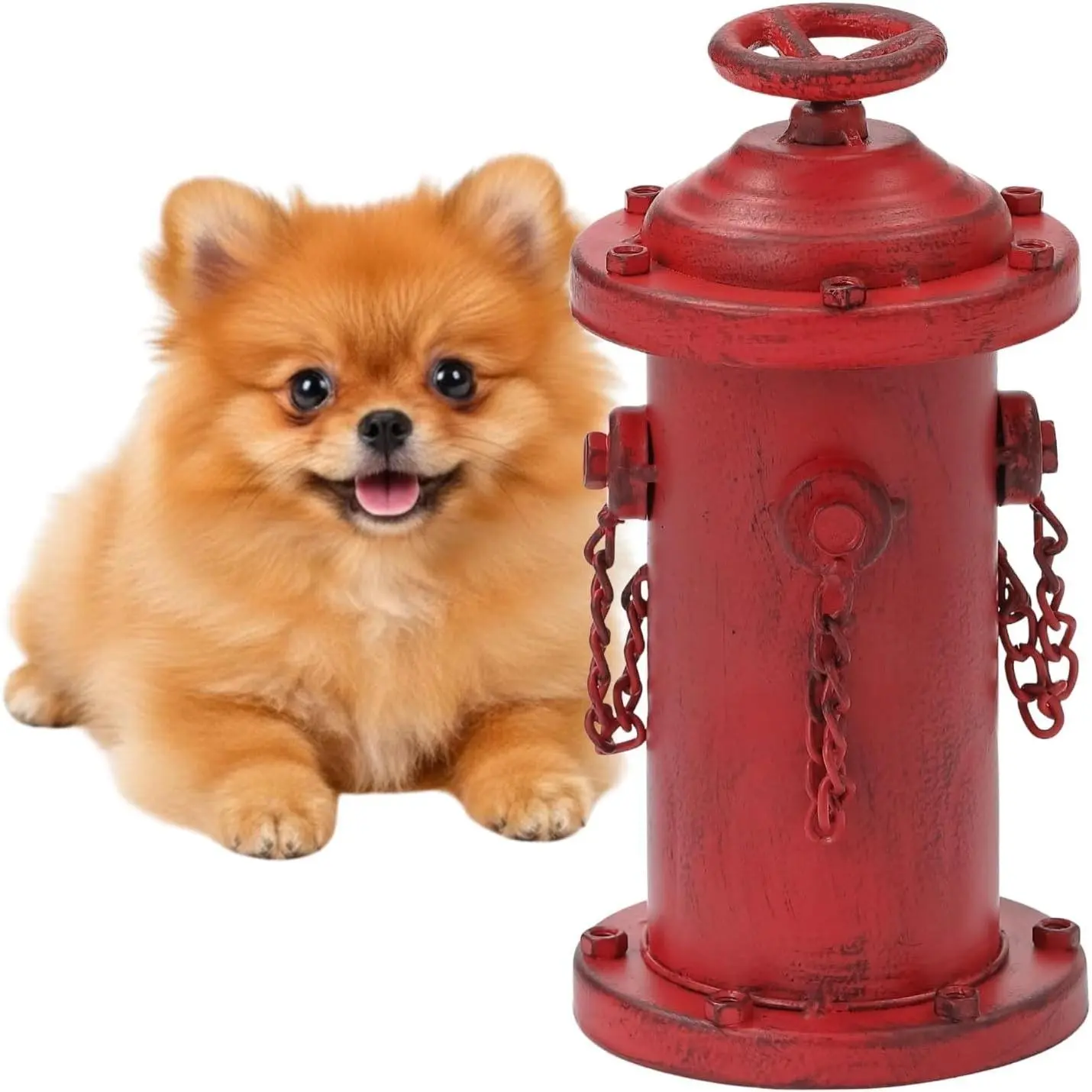 7.7" Metal Compact Hollow Core Dog Fake Fire Hydrant Pee Post - Realistic Look, Removable Lid, Weighted Base for Indoor Training, Outdoor Garden Statue