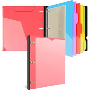 Telescoping Project Organizer Binder,13 Pocket, Customizable Front Cover, 5 Colors Pocket Divider and Plastic Binder Pocket,225 Sheet Capacity-Red