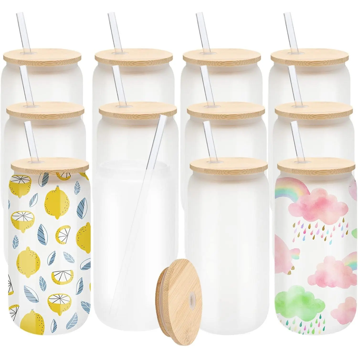 12 Pack Sublimation Glass Cups Frosted 16oz Blanks  Can Borosilicate Glasses Tumbler with   and Straws for , Juice, Soda, Iced Coffee, Drinks