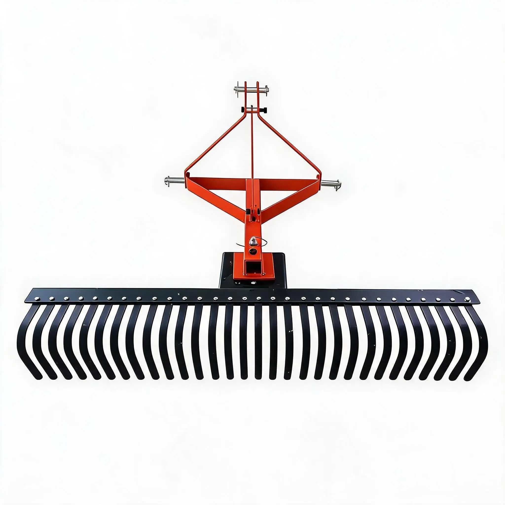 5 FT Landscape Rake for Tractors, 3 Point Rock Rake with 30 Steel Tines, Tow-Behind Lawn Garden Tool Attachment for Soil Leveling, Lawn Care
