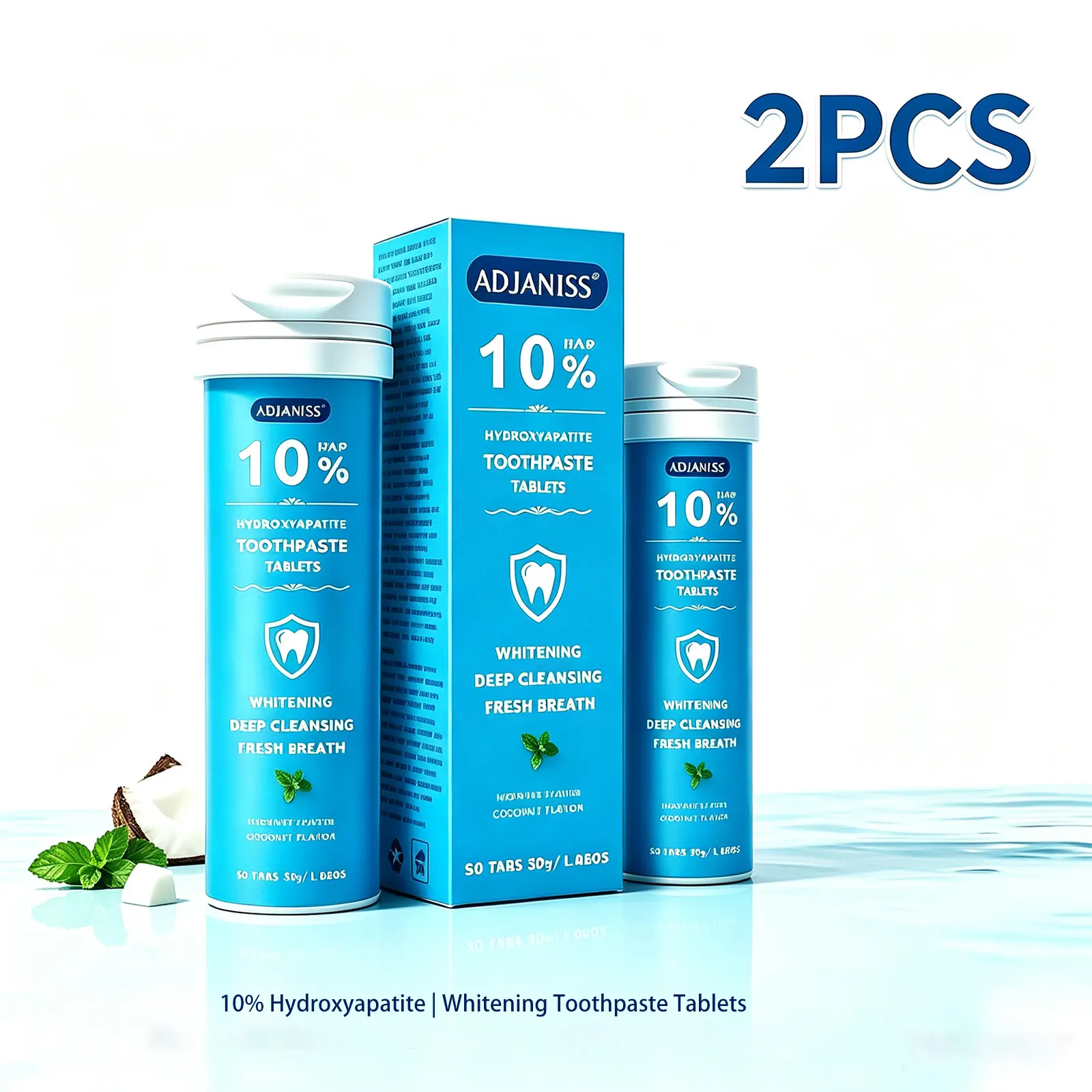 Adjaniss Toothpaste Tablets 2pcs, Gentle Gum Care, Fresh Breath, Prevents Tartar Buildup, Keeps Teeth Clean, Reduces Deposits, Oral Hygiene, Mouth Care