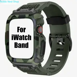 2026 Trend Camouflage TPU All-In-One Apple Watch Band, Tactical Shockproof Strap with Metal Buckle, Durable Outdoor Sport Wristband for Series 1–11 Ultra SE 42/44/45mm