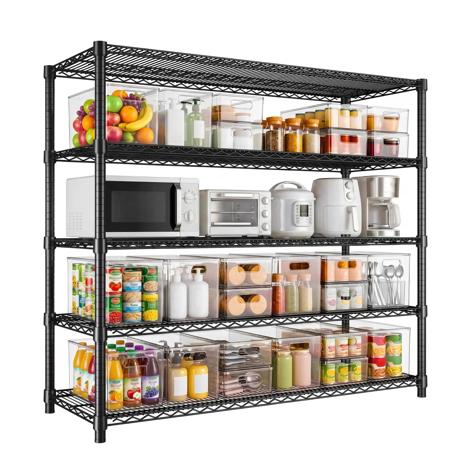 Garvee Heavy-Duty Adjustable Metal Wire Shelving Unit, Freestanding Storage Rack for Garage/Kitchen Pantry/Basement/Laundry/Office/Warehouse - 5-Tier