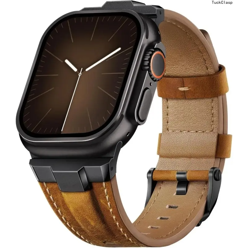 Genuine Leather Replacement Watch Band Compatible For Apple Watch Ultra 49mm 46mm 45mm 44mm 42mm 41mm 40mm Series SE 1-11