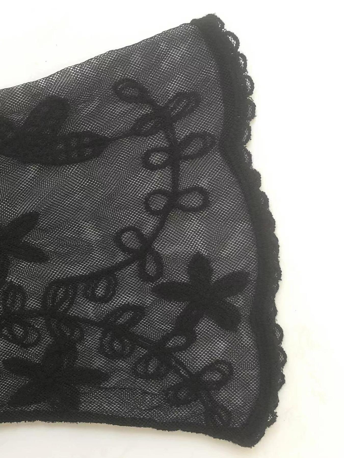 Women's Plants Embroidery Sheer Ruffle Cover Up Dress, Boho 3/4 Sleeve Deep V Neck Mesh Cover Up Dress for Beach Holiday Vacation, Ladies Spring & Fall Clothes, Beach Cover Ups