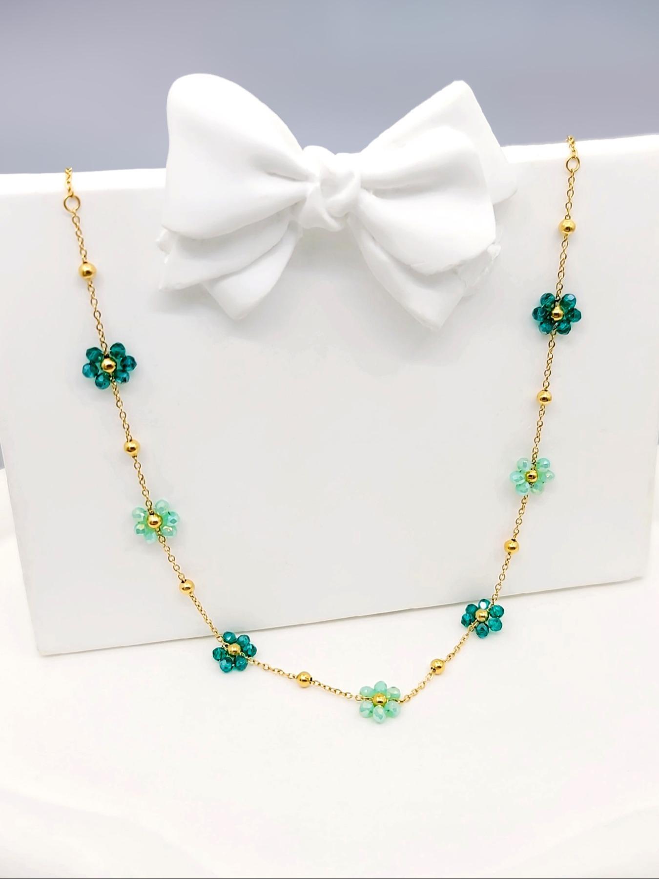 Boho Style Flower Decor Necklace, Clavicle Chain Necklace, Casual Versatile Fashion Accessories for Women, Minimalist Cute Jewelry Gift, Goddess Necklace, Clavicular Necklace, Collarbone Chain