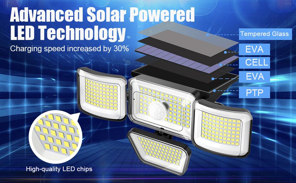 Solar Motion Sensor Light, 278 LED Outdoor Wall Lamp with 3000 Lumens Brightness, 300° Wide Angle, 3 Modes (Day/Night/Off), Solar Charged, Ideal for Garden, Yard, Walkway, Garage - , Outdoor  Outdoor Light outdoor  solar  lights  home  security