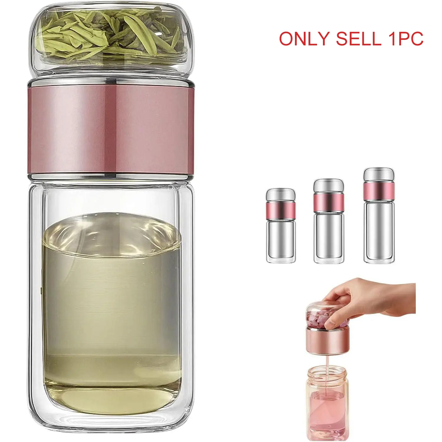 350ML Dual-Layer Glass Cup with Tea Filter, Tea Infuser, Heat-Resistant Cold Hot Drinkware, Home Tea Drinking, Gift for Parents