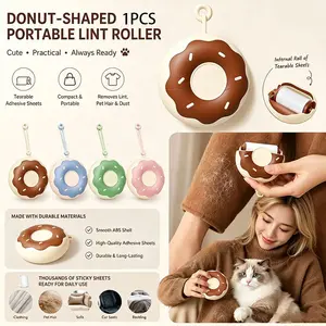 Portable Donut Lint Roller, Tear-Off Fabric Lint Remover, Compact Pet Hair Cleaner, Travel-Friendly Lint Removal Tool, Essential for Clothes