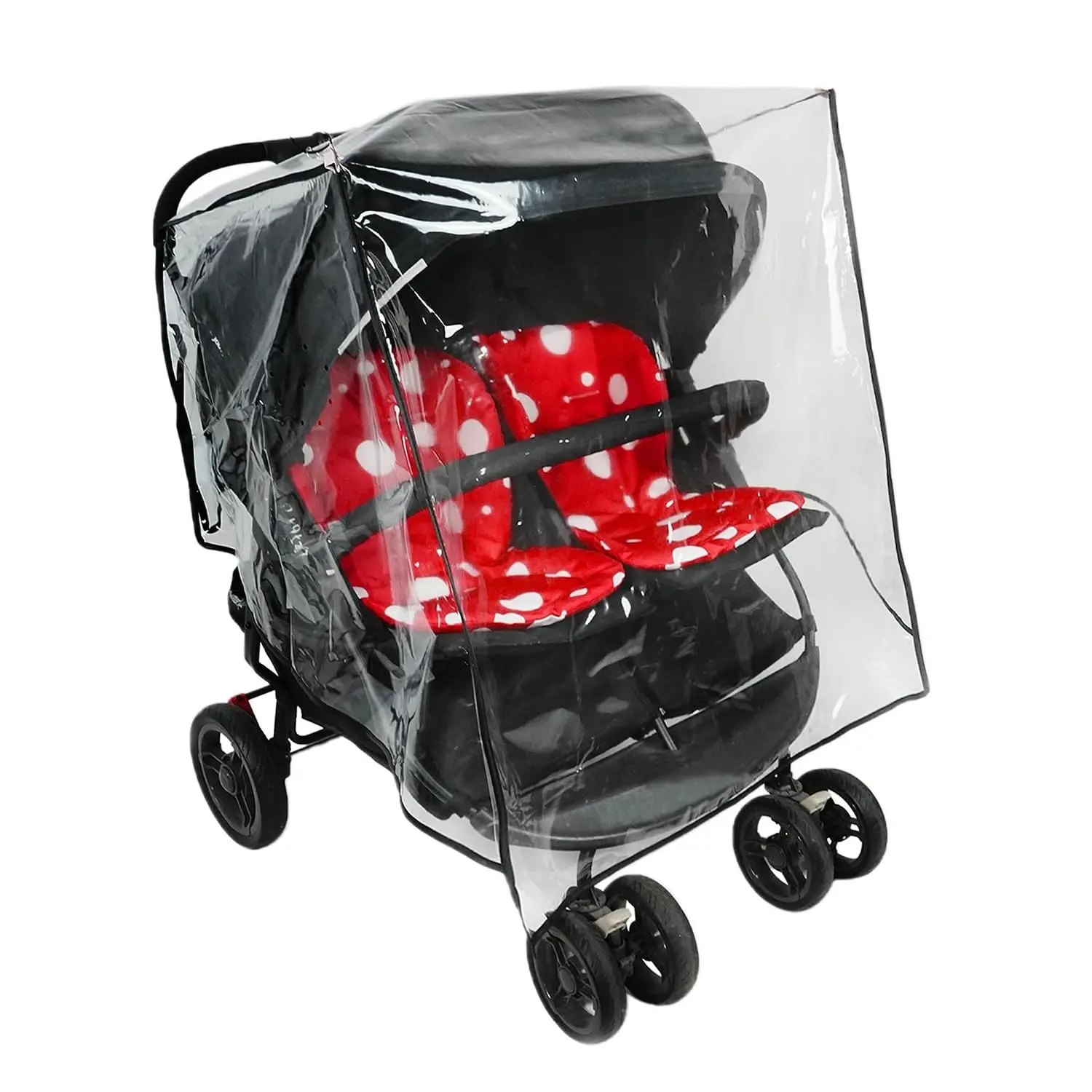 Double Stroller Rain Cover - Universal Fit Weather Shield for Side by Side Baby Stroller, Waterproof Windproof Jogger Stroller Cover for Rain, Snow & Dust Protection – Baby Outdoor Travel Essential(Gift)