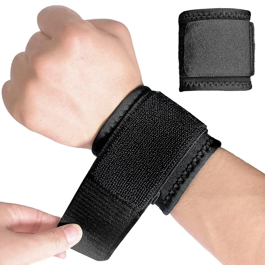 2 Pack Wrist Brace, Wrist Straps for Carpal Tunnel for women and men, Wrist Support Brace for Weightlifting, Working Out and Pain Relief. Flexible, Highly Elastic, Adjustable (A-Black)