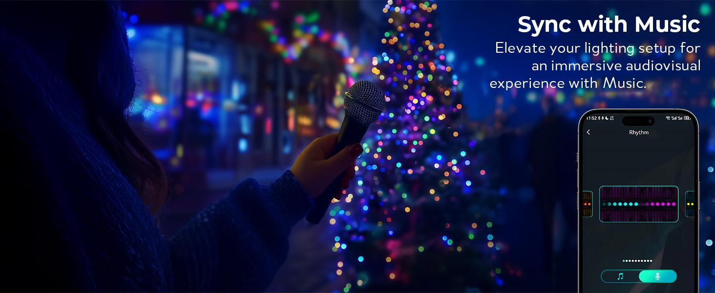 33FT 100 LED Smart Fairy Lights - APP Remote Control, USB Powered, IP65 Waterproof, 12 Modes for Christmas Parties Wedding Centerpiece