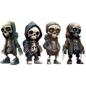 Cool Skeleton Figurines, Skeleton Small Statue Halloween Resin Collectible Figurines, Cute Home Room Desk Office Decor