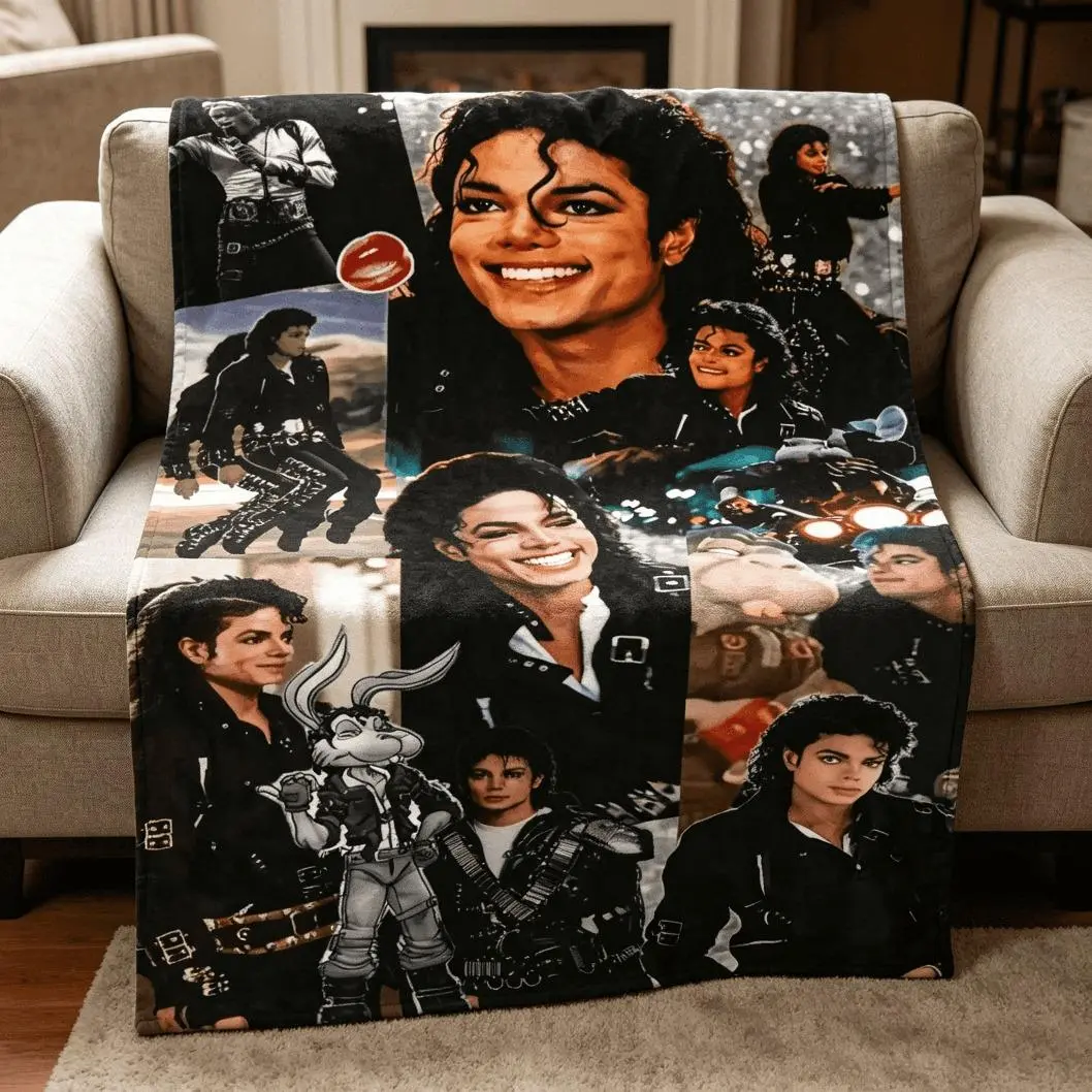 The personalized Michael Jackson Merch Blanket, Soft Flannel Throw Blanket for Sofa Beds Living Room Travel Office Camping Shawl Nap Mat Air Conditioning Blanket Bed Sheet Style, Suitable for Adults And Children Daily Use Ideal Gift for Fans
