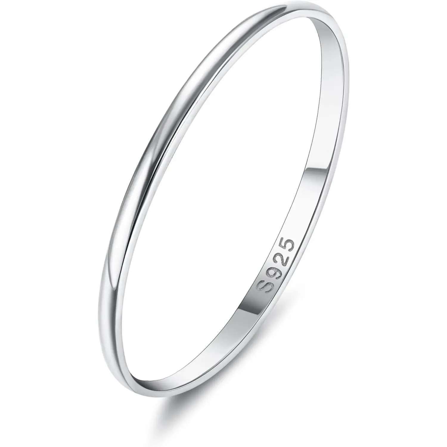 925 Sterling Silver Ring for Women Men High Polished Plain Stackable Thumb Rings Tarnish Resistant Wedding Band Ring Comfort Fit Size 4 to 12, 1mm 2mm 3mm 4mm 5mm 6mm
