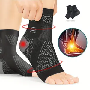 Ankle Support Compression Sleeve, Relief Open-Toe Copper Sock, Arch Support, Reduces Heel Injury Recovery, Ideal for Sports