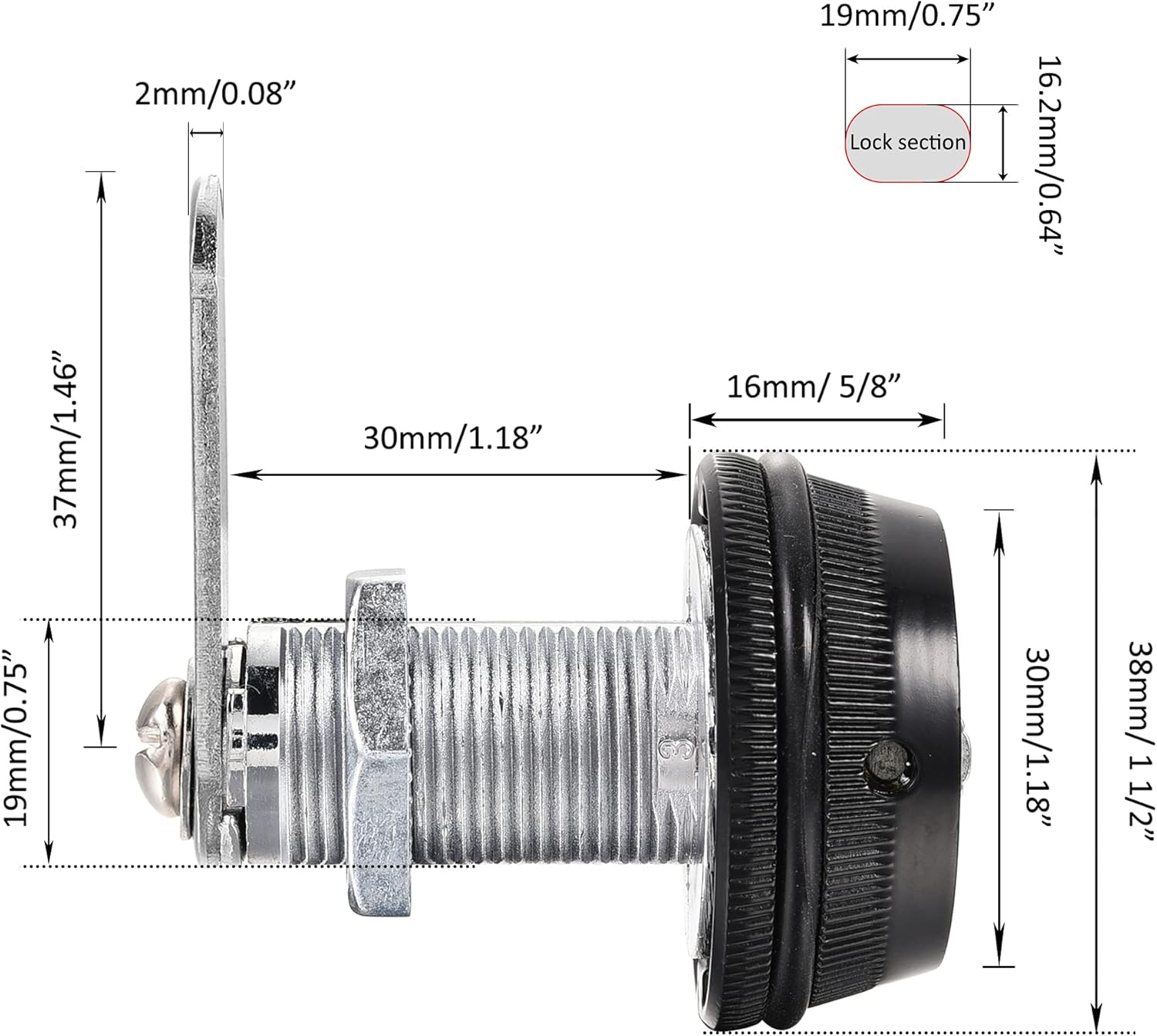3 Pack Combination Cabinet Cam Lock Password Coded Lock with 1-1/8''Cylinder and Chrome Finish,  Combi-Cam Locks for Cabinet Filing Drawer Mailbox (Black)
