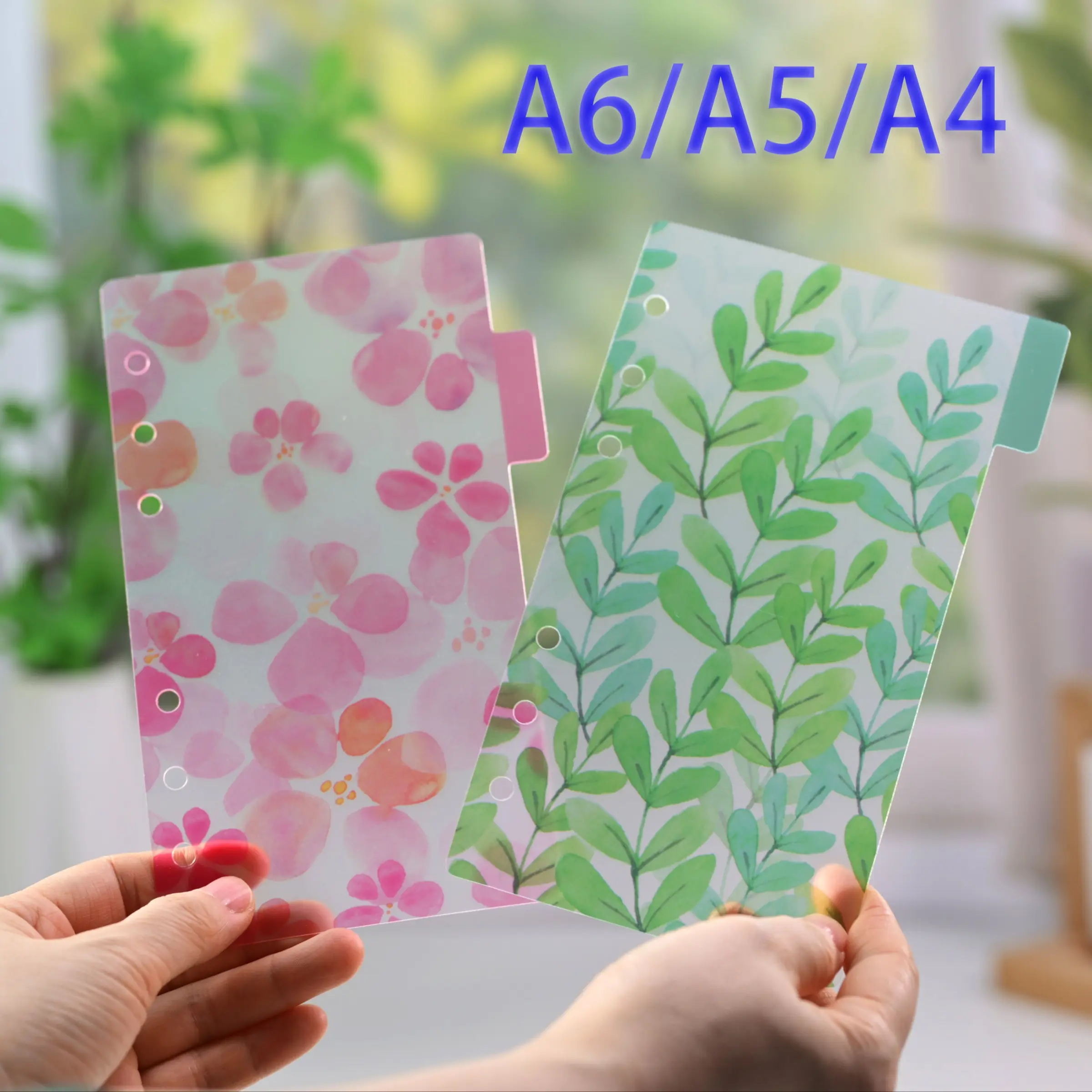 Office Classification Transparent Plastic Dividers, A4/a5/a6 PVC Colorful 6-Hole Loose-Leaf Index Pages, Durable Reusable Multi-Color