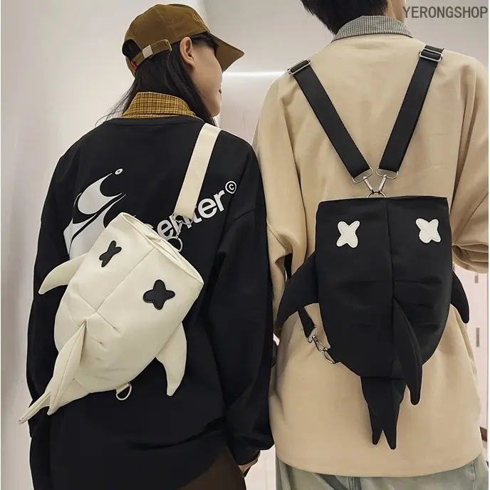 Shark-Themed Sling Backpack, Fashionable Unisex Convertible Crossbody  for Students - Lightweight for Travel and Everyday Use, Multifunctional, Portable, Everyday , Gym  Inflatable Santa Claus Deer Sleigh Set prank gift crochet shoulder solid drop