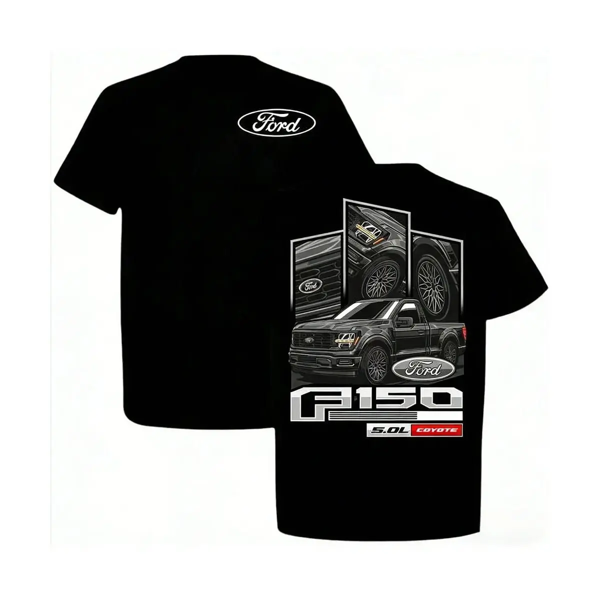 F150 Coyote T-Shirt,  F150 T-Shirt, Car Enthusiast T-Shirt, American Truck T-Shirt, Full Color, Graphic T-Shirt, Men's Pure Cotton Casual And Comfortable T-Shirt, Men's Standard Size Ready-Made Clothing, Gift For Friends.