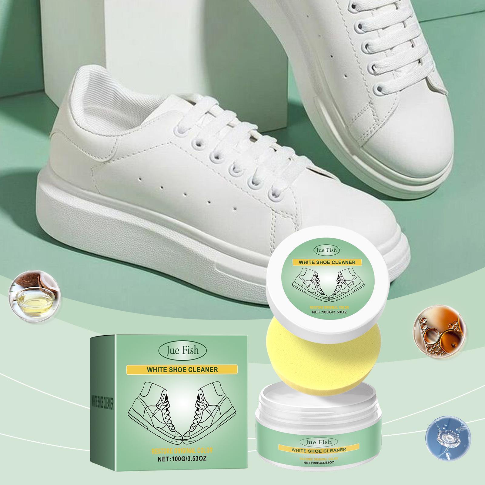 White Shoe Cleaner Cream Multipurpose No-Wash Solid Comes with Sponge Removes Stains Ideal for Leather Silicone Car Interiors Mild Non-Irritating Eco-Friendly YT