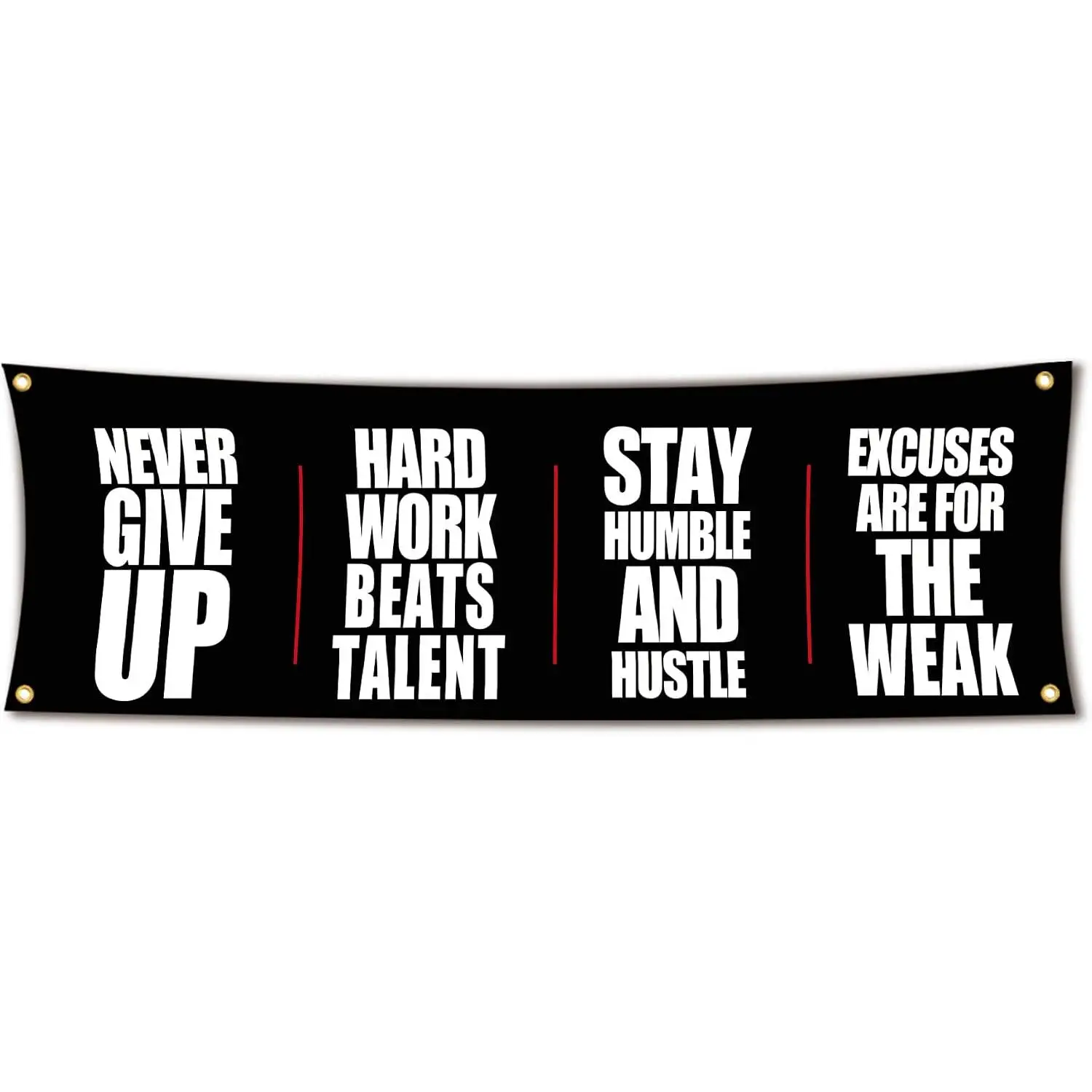 72x24Inch Motivational Gym Banner -Never Give Up Hard Work  Talend Stay Humble And Hustle Excuses Arefor The Weak with Brass Grommets -  for Garage Gym Decor, Fitness Flags & Inspirational Workout Wall Art