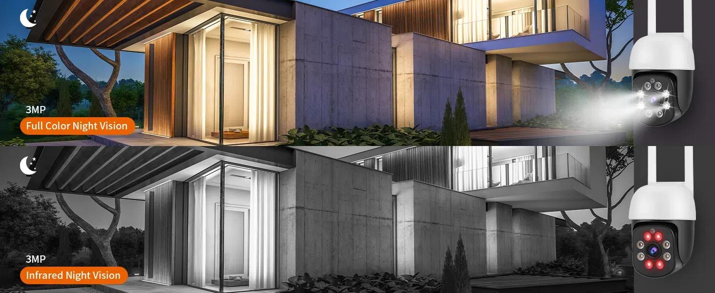 2K 3.0MP Outdoor WiFi PTZ Security Camera, 2.4G WiFi, Auto Tracking, 2 Way Audio, Spot Night Vision, Compatible with Alexa, SD Card & Cloud Storage, Compliant  IP CCTV Camera(4pcs)