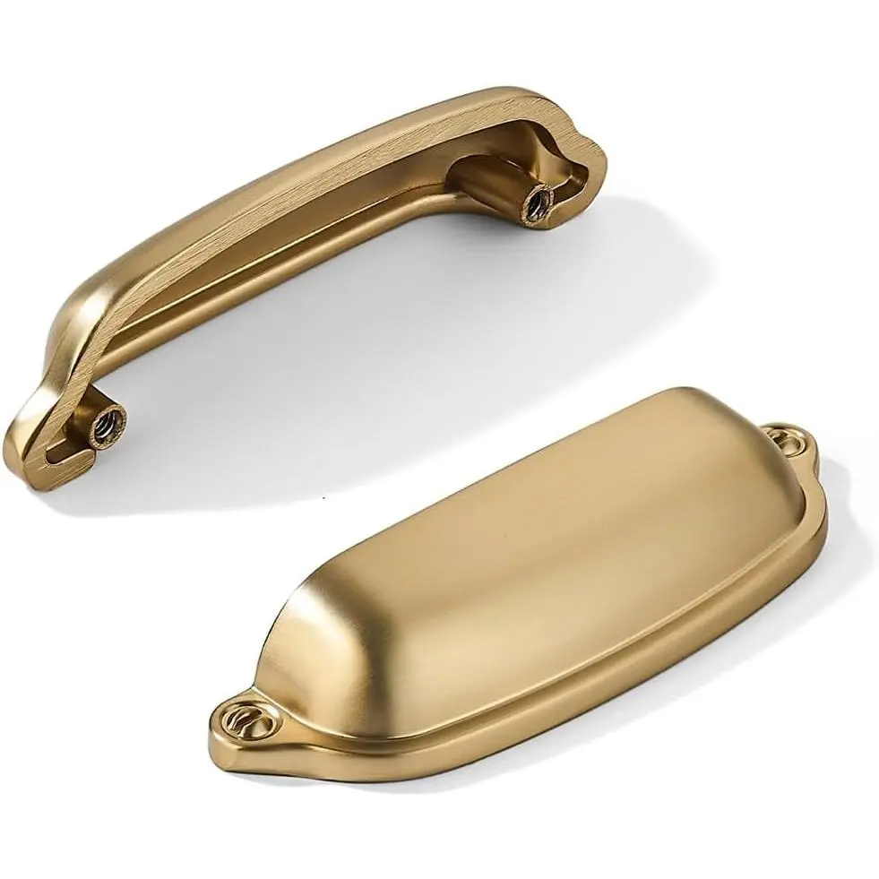 khtumeware 10-Pack Champagne Bronze Finish Cup Pulls, 3-in Center-to-Center Cabinet & Drawer Hardware Set for Kitchen Use