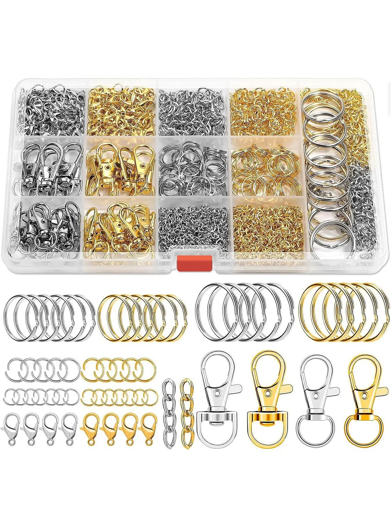 Keychain Making Kit, Includes Keychain Hooks, Lobster Clasps, Key Rings & Jump Rings, DIY Craft Supplies for Jewelry Making, Handmade Crafts & Handmade Gift Accessories