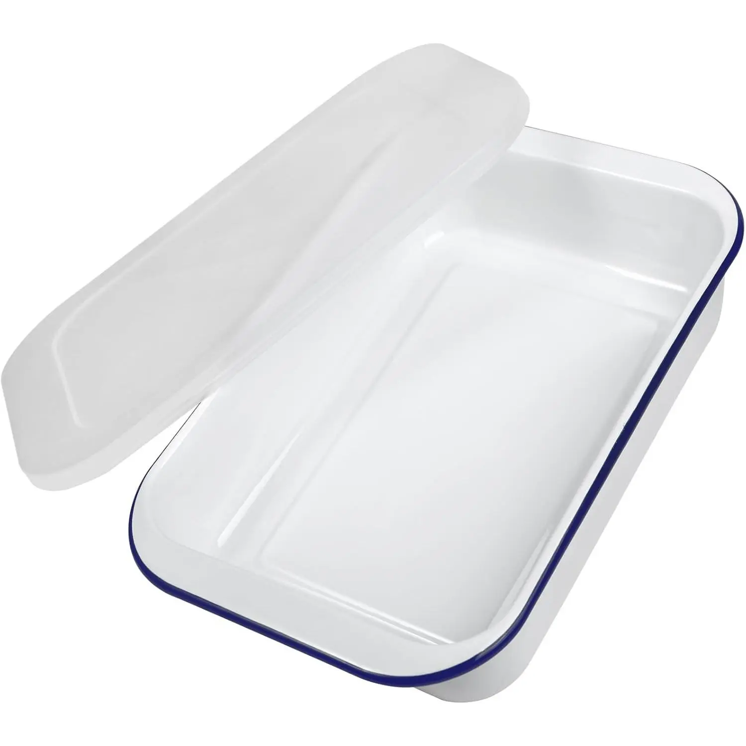 Webake Enamelware 9x13 Baking Pan with Lid Oblong Cake Pan Enameled Steel Roasting Pan Baking Dish Lasagna Pan Food Containers