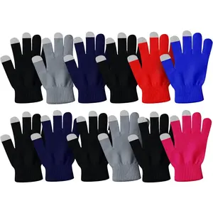 12 Pairs Winter Gloves Adult Warm Knit Unisex Stretchy Bulk Pack Mens Womens Magic Glove