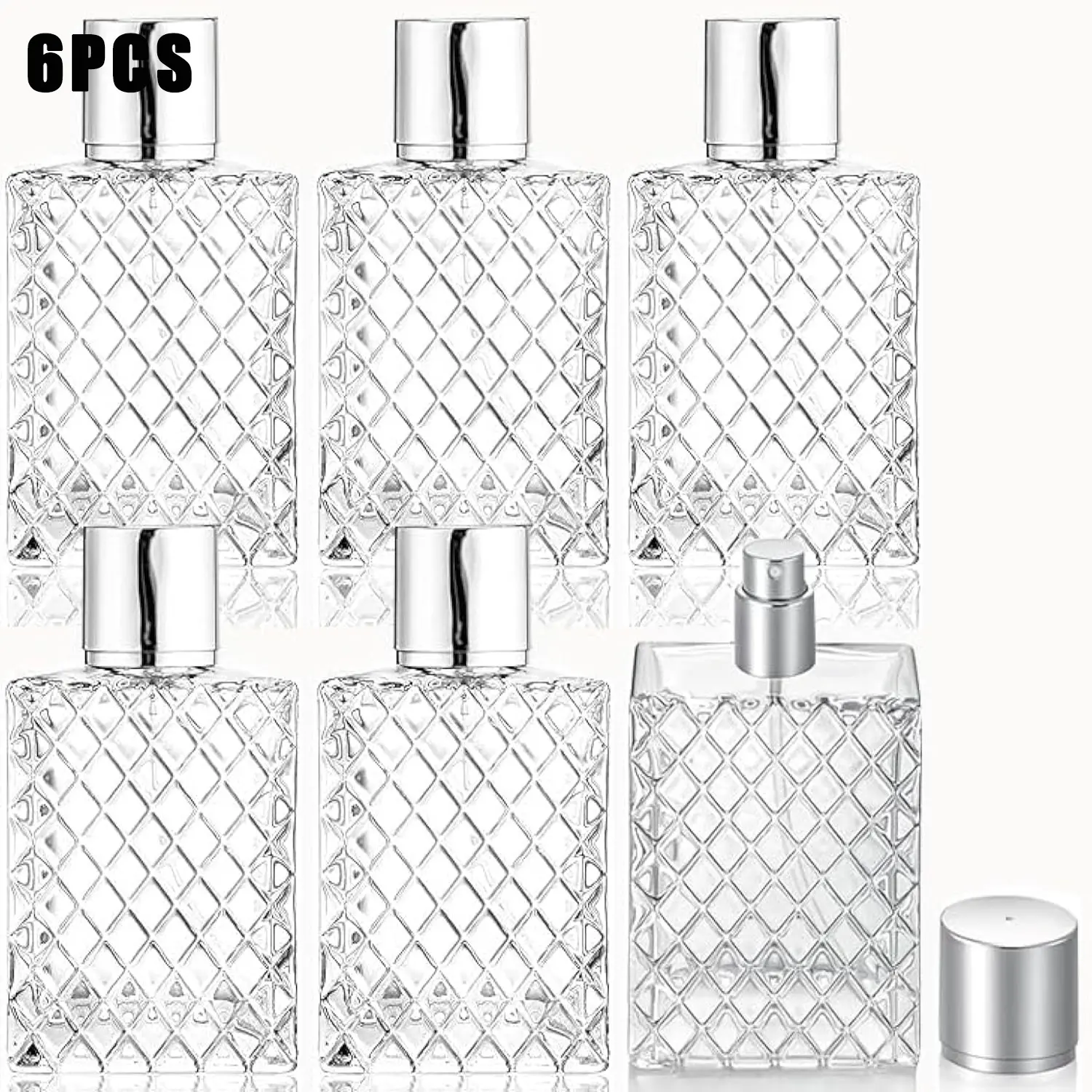 6-Pack 100ML Glass Spray Bottles, Refillable Perfume Sprayers, Transparent Travel Containers, Essential Oil & Cologne Funnel Set