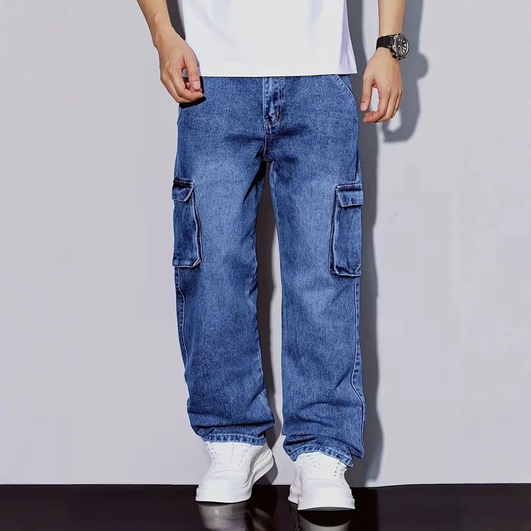 Men's Cross-Border Retro American-Style Workwear Jeans (New for Autumn 2026): Loose, Casual, Versatile Straight-Leg Multi-Pocket Trousers--LM-KJ008:8179