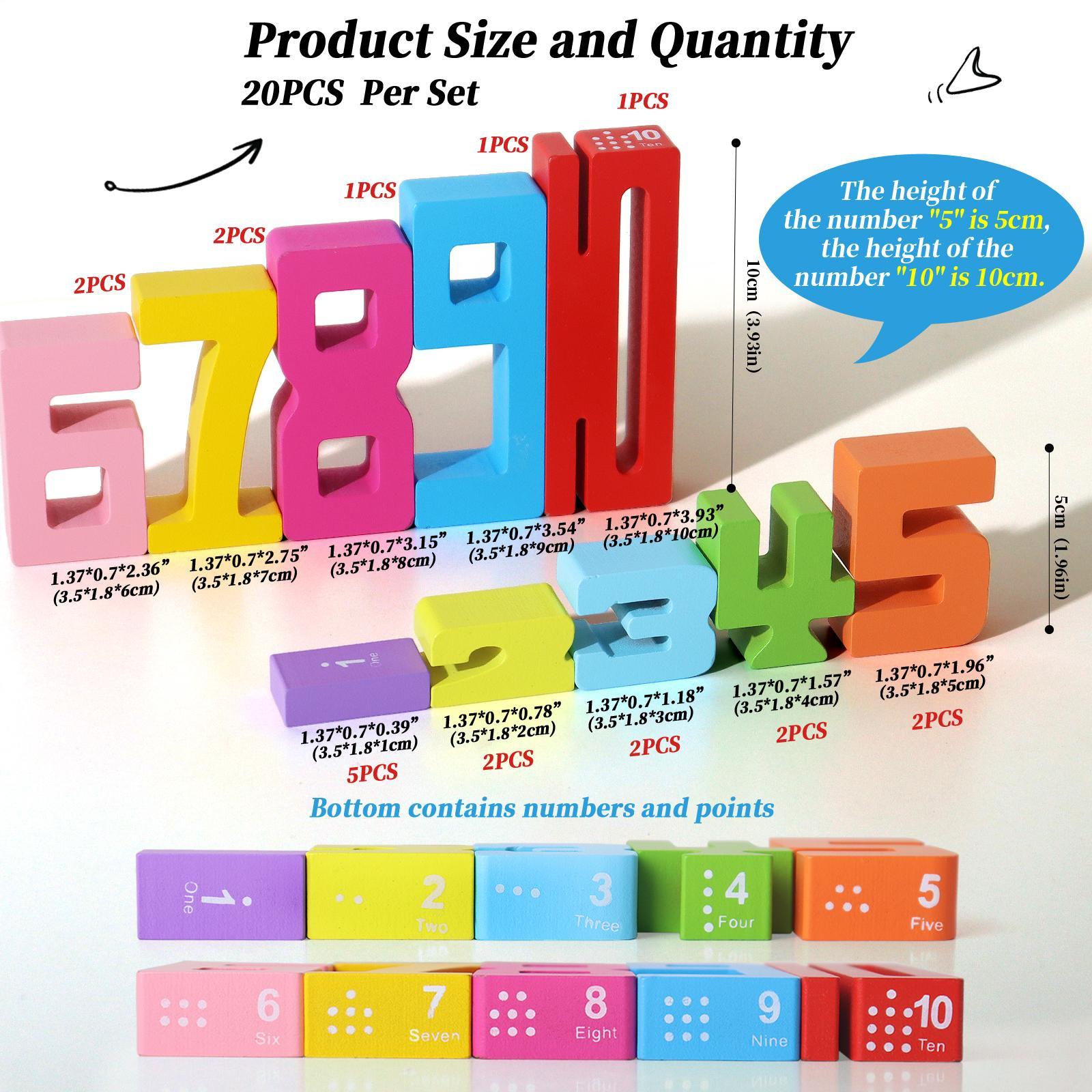 Wooden Number Building Block (1 Box), Creative Montessori Stacking Toys, Early Educational Toy for Children, Perfect Valentine's Day Gift