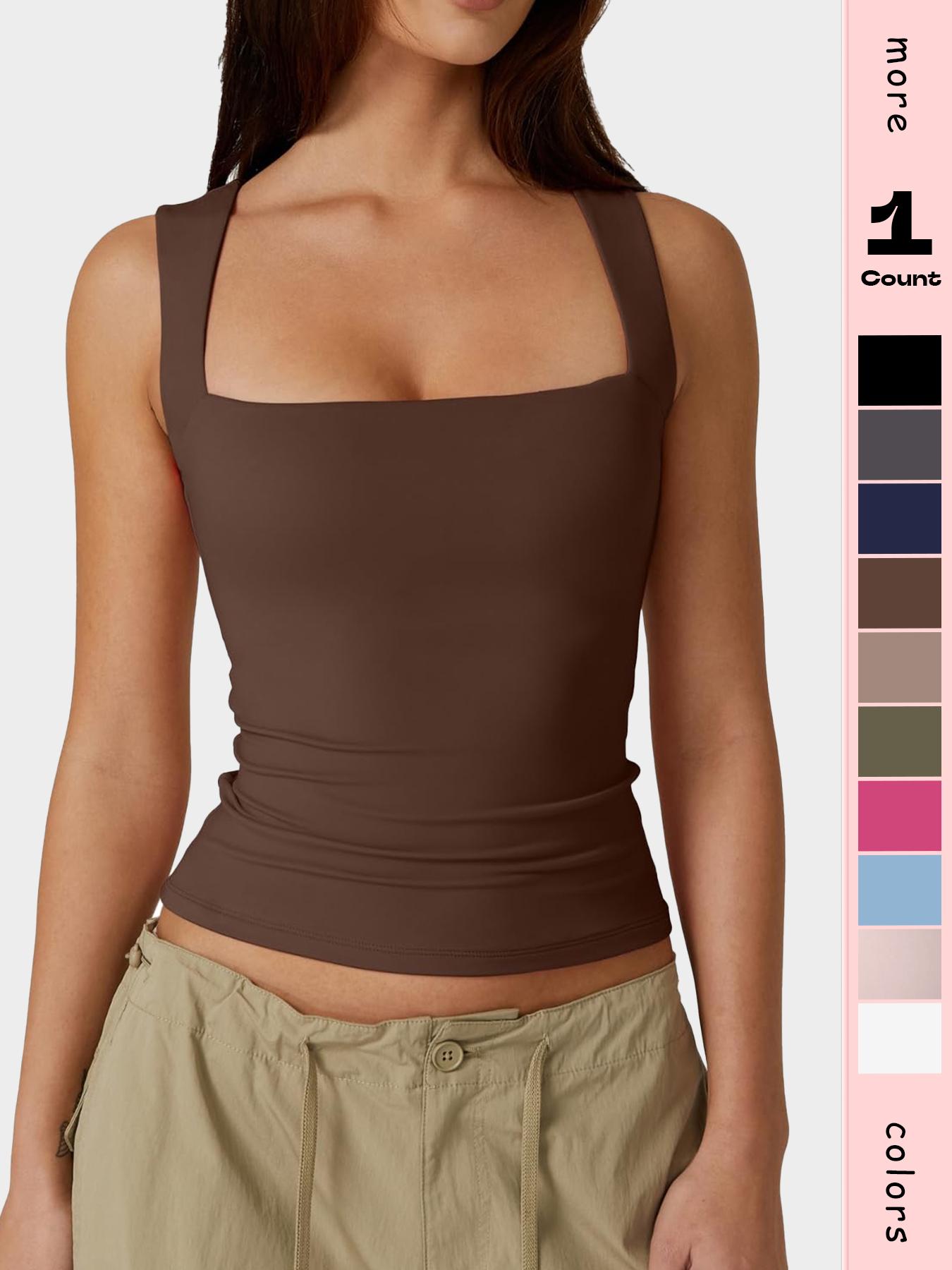 Women's Solid Square Neck Loungewear Top, Casual Slim Sleeveless Basic Top for Daily Wear, Ladies Sleepwear & Loungewear for All Seasons, Minimalist, Casual Comfy Camisole, Cami Tank Top, Camisole Shirts, Camisole Tank Tops