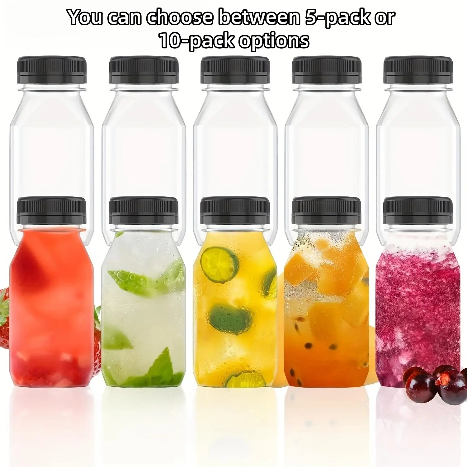 Clear Plastic Juice Water Bottle with Lid, 1 Set Container for Juice, Smoothie,   Kitchen Utensils & Gadgets for Home Dining Room Picnic