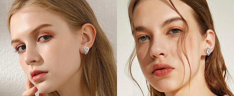 LOYALLOOK 10Pairs Cubic Zirconia Clip On Earrings for women Square Heart Ear Clips Earring Crystal Non-Pierced Clip Earrings