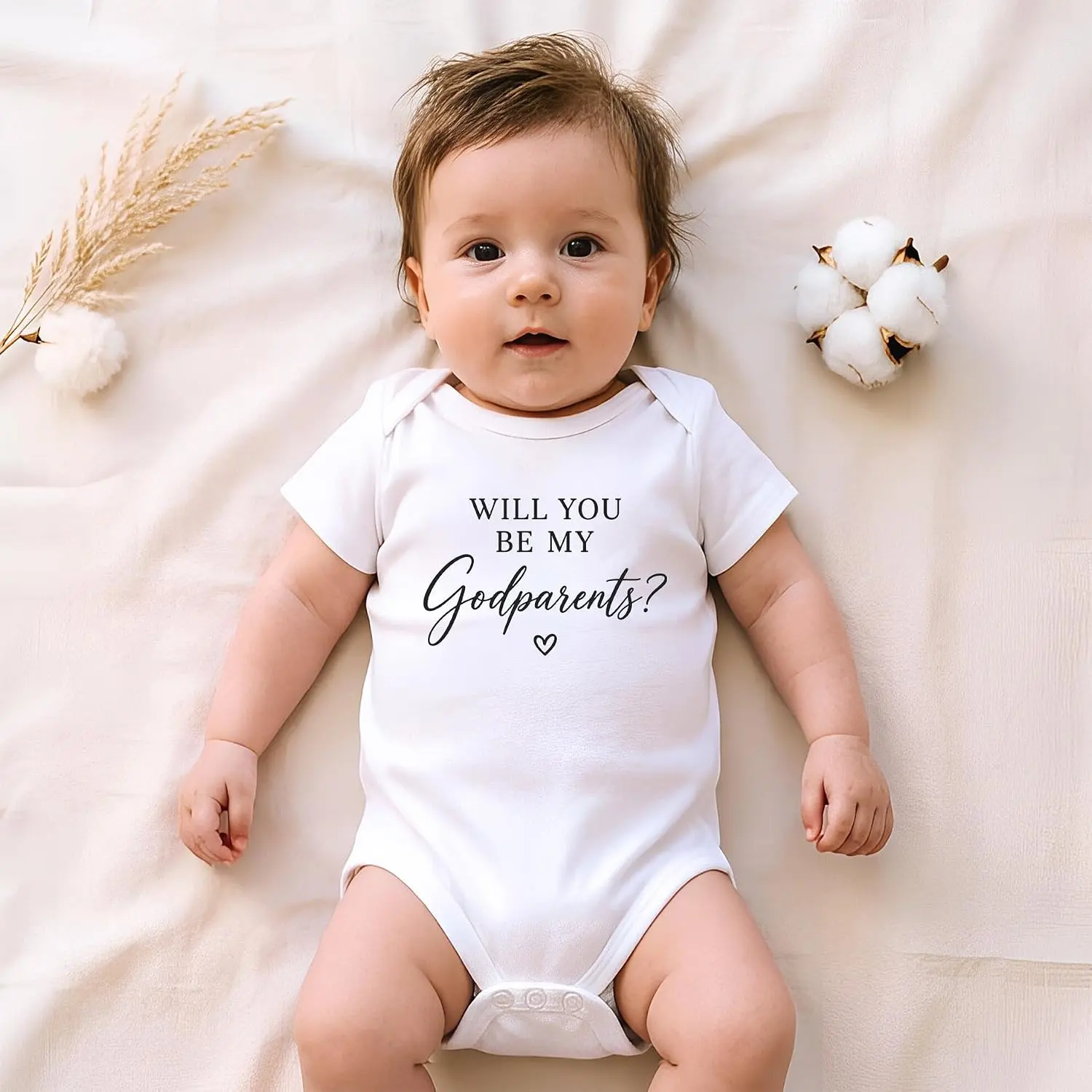 Baby Cotton Bodysuit - Godparents Proposal Outfit, Rompers with Vibrant Printed Fun, Hypoallergenic Fabric, Snappy Closure for Godmother Godfather Announcement