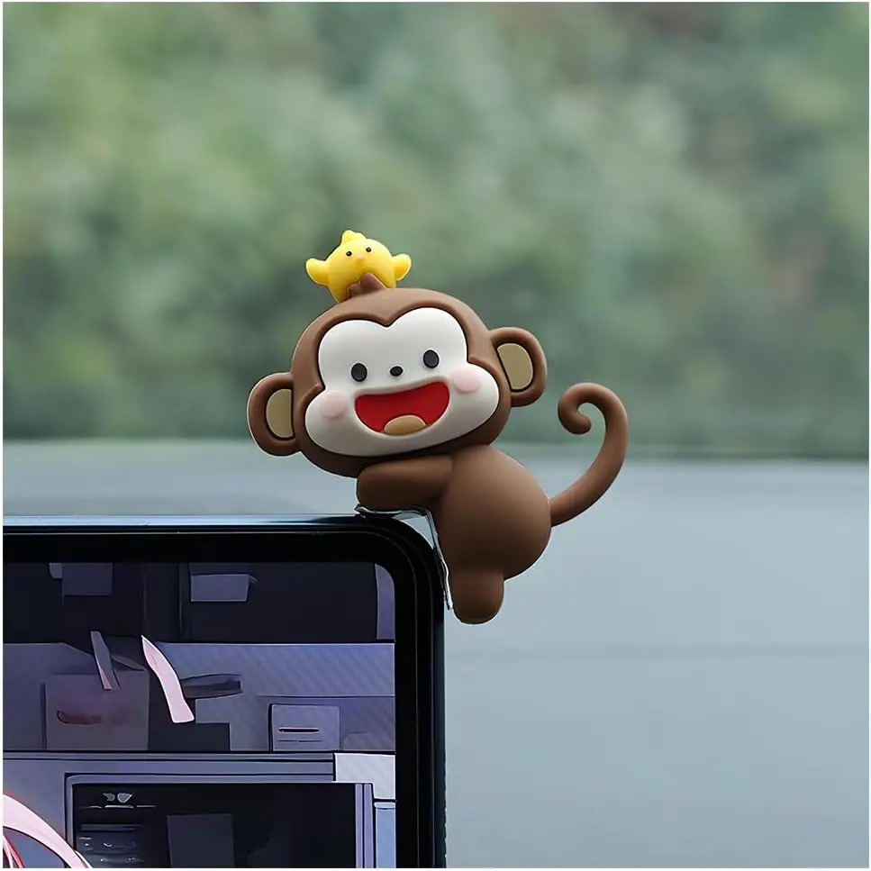 Monkey  Dashboard Decorations, Mini Cute Cartoon  Center Console Decor Figures, Funny Creative Automotive Navigator Screen Ornament,  for Sedan  SUV