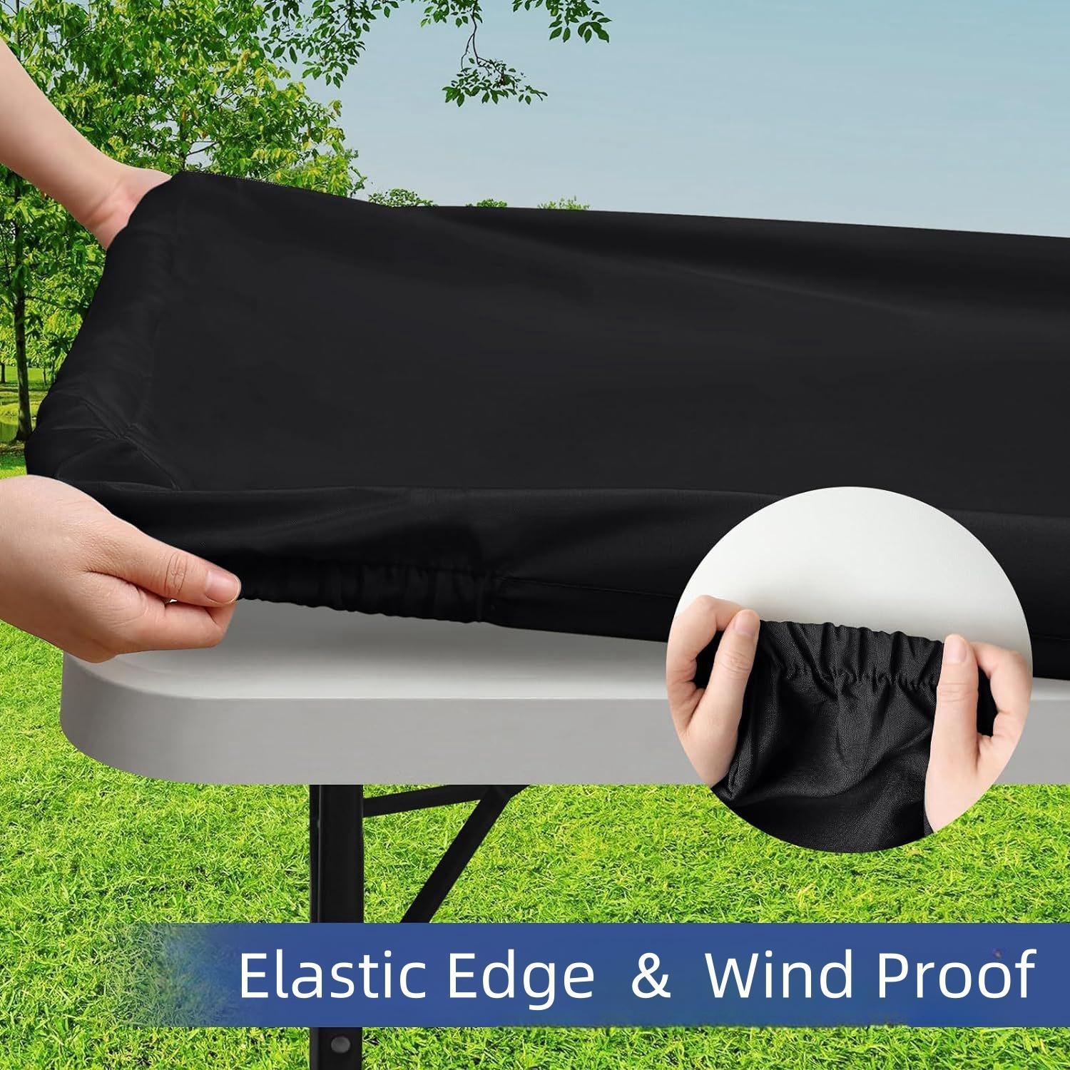 Rectangular Elastic Table Cover, 1 Count Solid Color Washable Tablecloth, Table Cover for Outdoor Dining Table, Home Party, Wedding, Picnic, Outdoor Camping, Rectangle Tablecloth