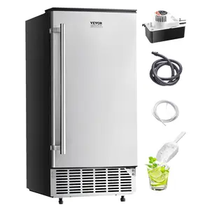 【DealsForYouDays】VEVOR Undercounter Built-in Ice Maker, 80 Lbs/Day Under Counter Ice Maker Machine with Reversible Door Stainless Steel, Freestanding Ice Maker for Commercial Home Kitchen, Electric Drainage