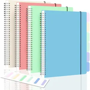 Spiral Notebook, College Ruled Notebook Journal, 8.5" x 11" Lined Paper Journal Notebook Pack, A4 Large Subject Notebook for Work, School, Notes, 560 Pages, 24 count Index Tabs,  Pastel Notebook