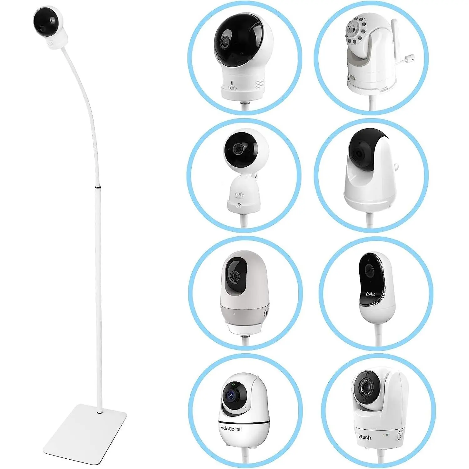 Adjustable Baby Monitor Camera Floor Stand (35in-63in) - Universal Fit, Secure Mounting, Compatible with Hellobaby, Infant Optics DXR-8/8 Pro, eufy, Vava/Hipp, Nooie, Owlet, Motorola & 1/4 Screw Mount Cameras (Gift)