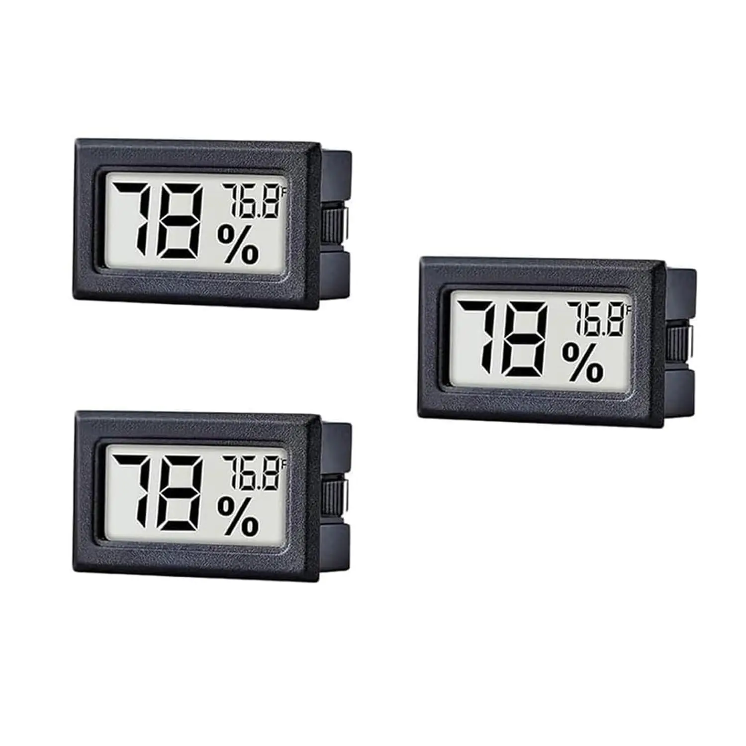 3 Pack Mini Indoor Temperature Humidity Meter Gauge Thermometer Hygrometer LCD Display Fahrenheit (℉) for Humidors Greenhouse Garden Cellar Jars Closet