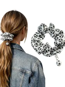 1 piece of the latest trendy football elastic hairband for girls, featuring a big pigtail shape and a long intestine-shaped headband for tying hair. It's a fashionable hair accessory for ladies, suitable for daily use. An athletic gift.