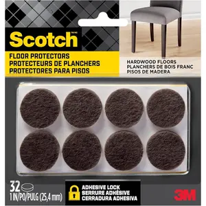 Scotch Felt Pads 32 PCS Brown, Felt Furniture Pads for Protecting Hardwood Floors, 1" Round, Easy-to-Apply, Self-Stick Design, Reliable Protection from Nicks, dents and Scratches (SP822-NA)