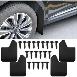 Craedli 4PCS Universal Car Mud Flaps Set, Flexible Bendable Mudguard Automotive Front & Rear Splash Guards with Screws, Vehicle Exterior Protection Accessories for SUV, Truck, Pickup, Off-Road (Black)